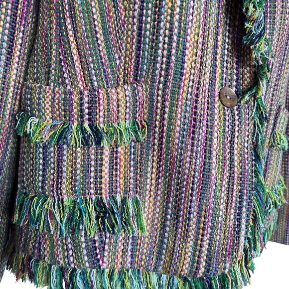 HILARY RADLEY Hilary Radley Tweed Multicolored Striped Blazer Size 8 - Picture 6 of 10